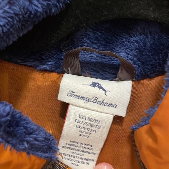 Tommy Bahama Fleece Zip Up Kids  Plush Fleece Hooded Jacket (Navy Large 10/12 - Picture 6 of 8